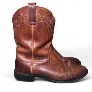 Ariat Men’s 10.5 EE Wide Western Boots Brown Leather Roper Heritage Cowboy Work